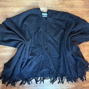 Kiltane Scotland Solid Lambswool Wrap Black Fringe - Winter Layers Warmth